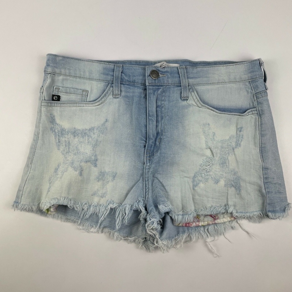 KanCan Women's Sz 29 Cutoff Distressed Denim Jean Shorts W/ Stretch Made in USA